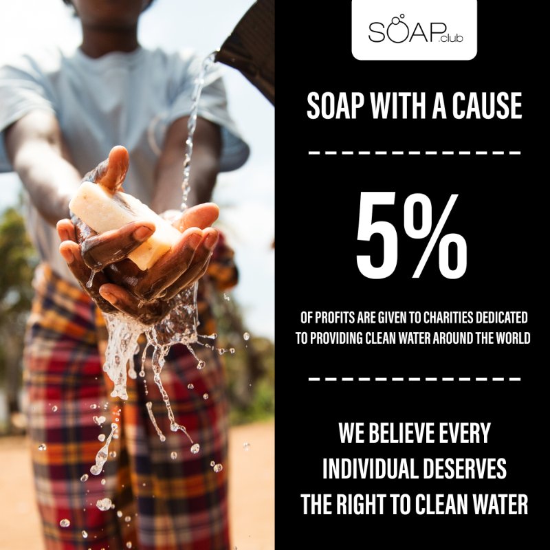 Natural bar soap shop 5% to charity